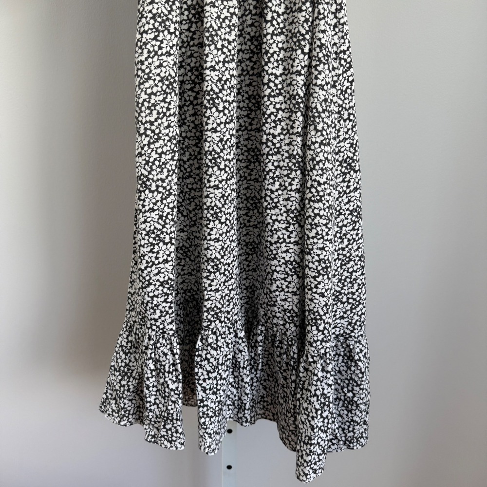 Cottage Cotton Prairie Ruffle Floral Midi Dress S Black - Picture 3 of 8
